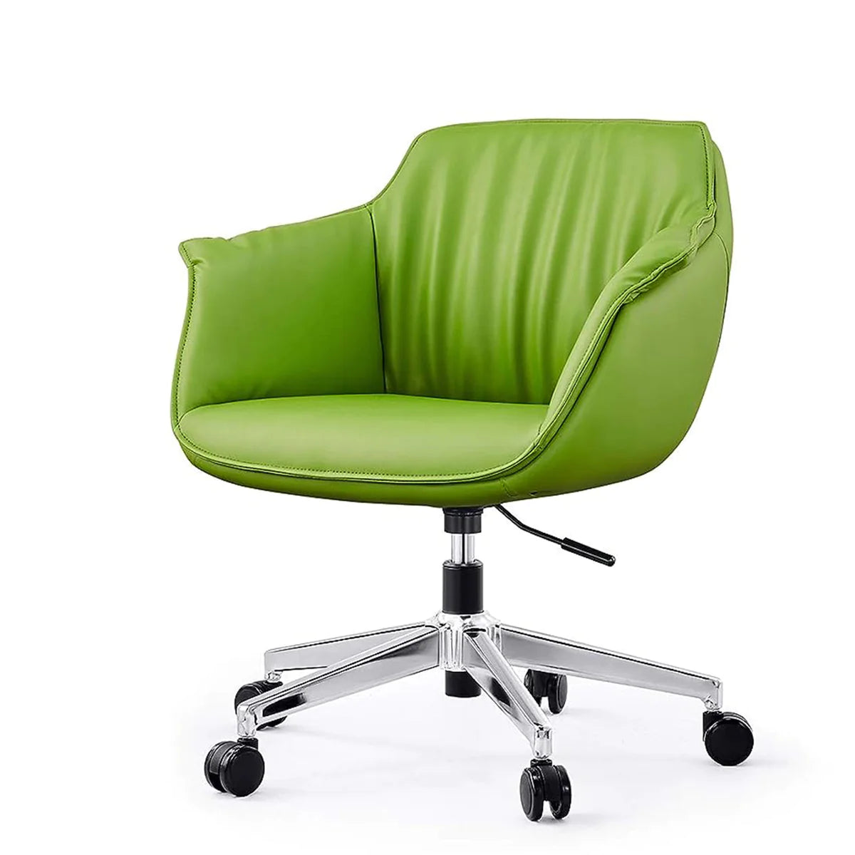 Adjustable Height Swivel PU Upholstered Modern Office Chair, Green，360° Swivel for Home & Office