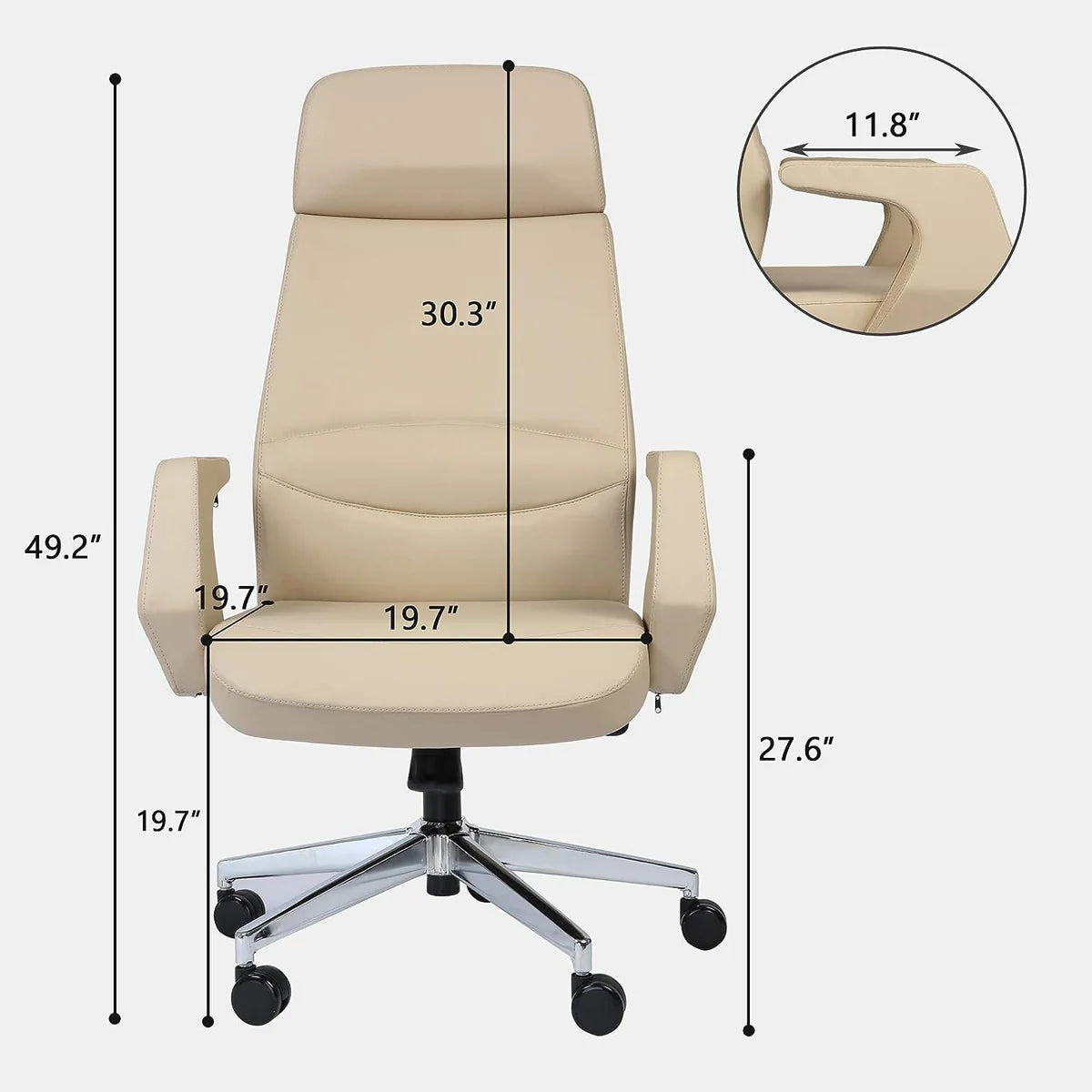 Executive Office Chair Ergonomic Leather High Back Chair, Soft, Beige