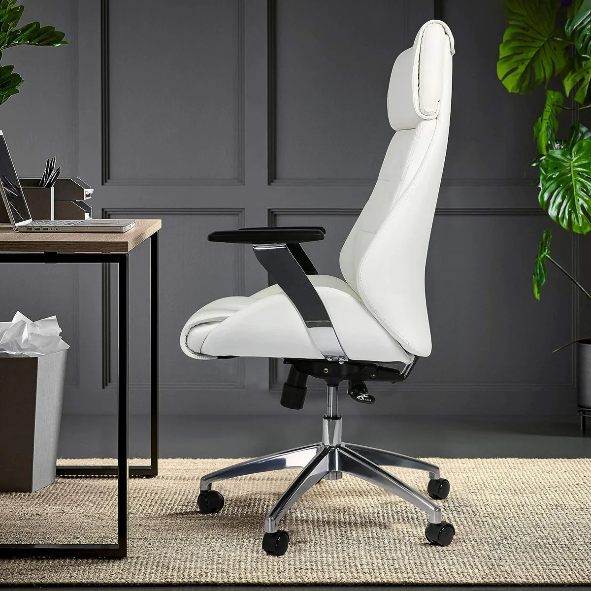 Office Chair Ergonomic Adjustable Lumbar Support 360 Swivel Chair, High Back, White | karmasfar.us
 