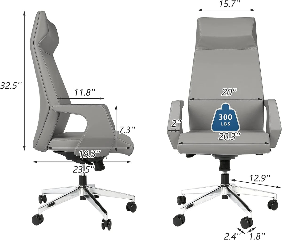 Swivel Chair with Adjustable Headrest Office Chair Ergonomic Desk Chair, High Back,Gray