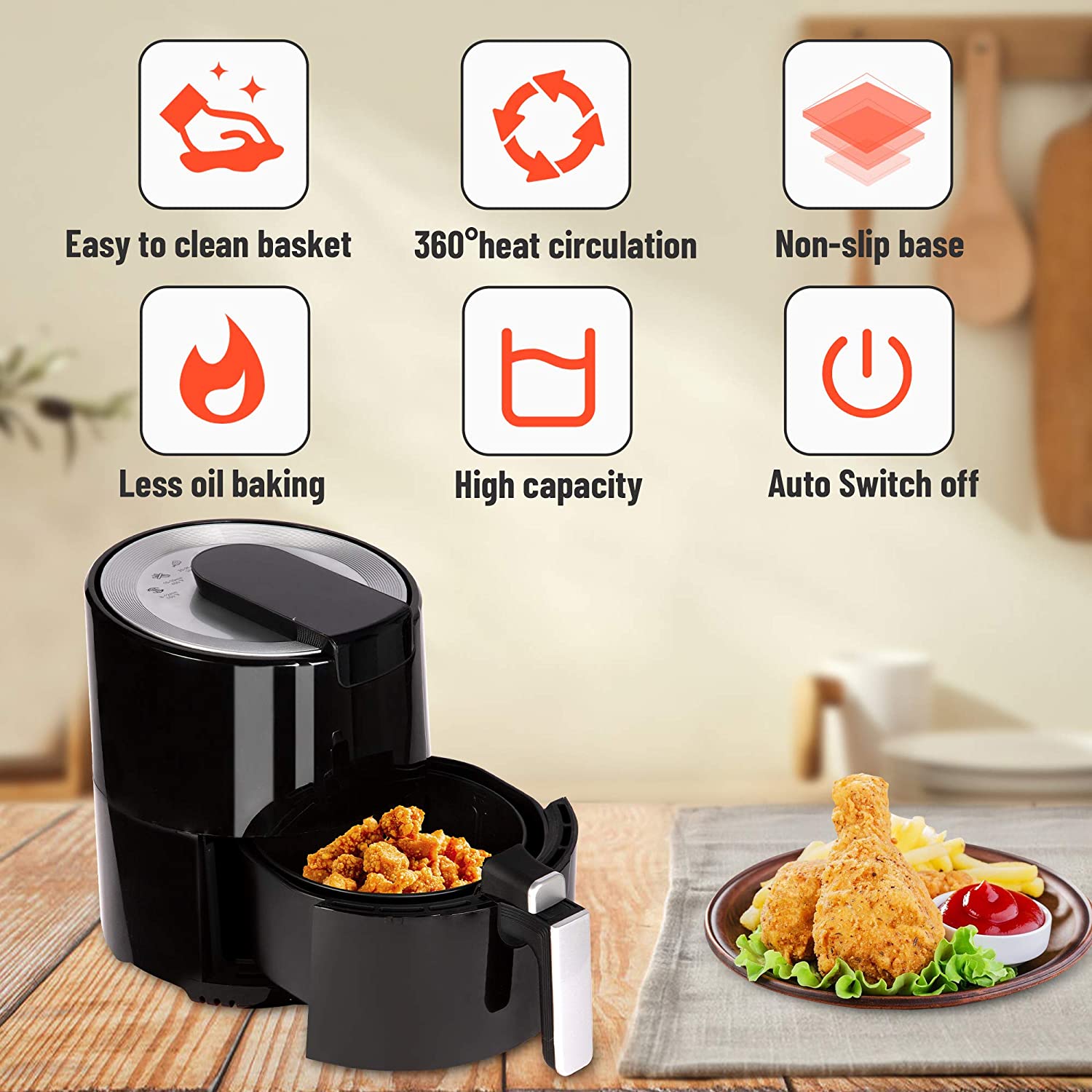 3.8 Quart Air Fryer, Electric Hot Oven Oilless Cooker with LCD Digital Screen | karmasfar.us