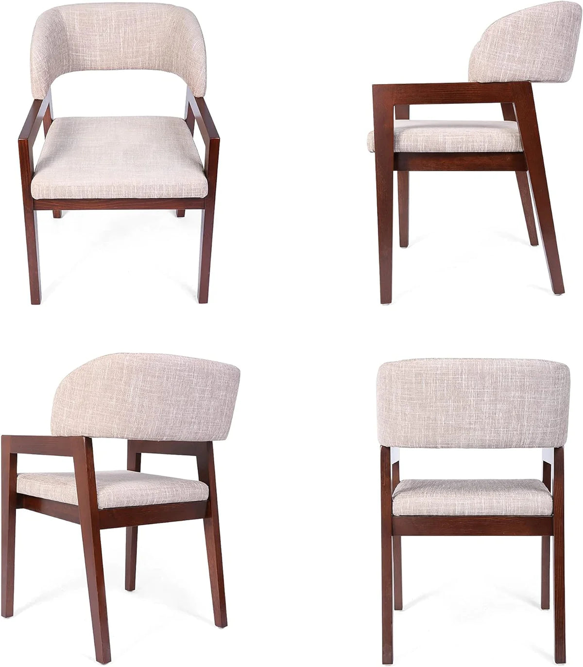 Mid Century Dining Chairs Upholstered Side Chairs with Beech Wood Frame and Armrest | karmasfar.us