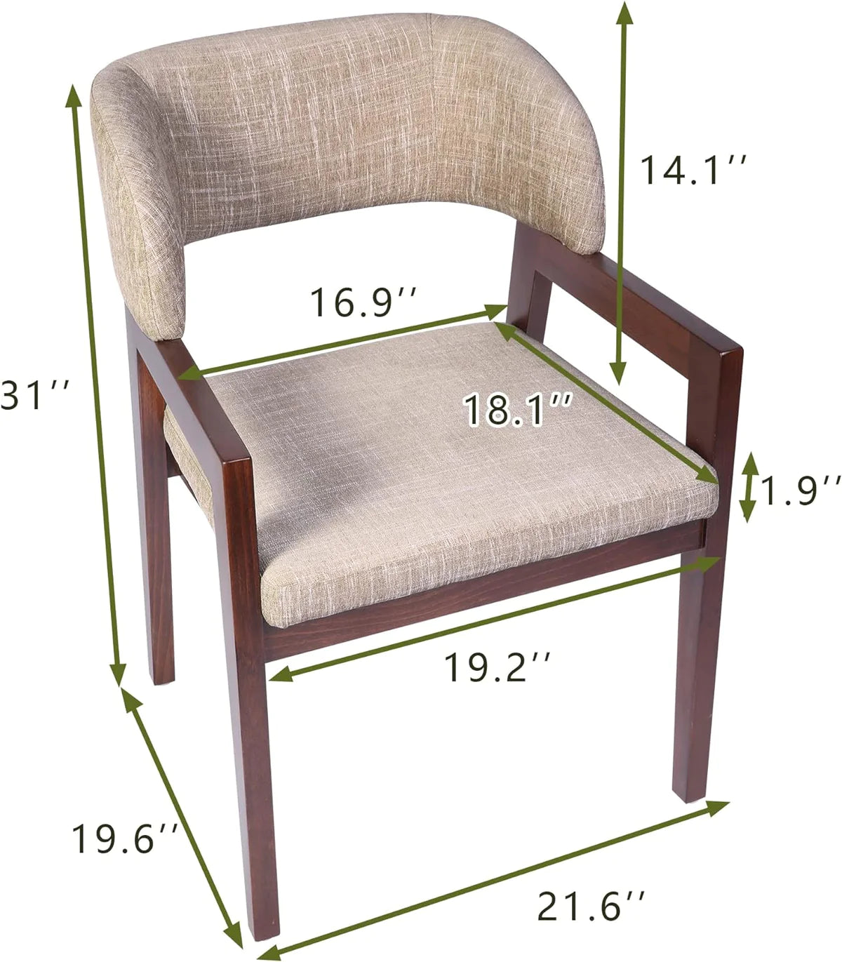 Mid Century Dining Chairs Upholstered Side Chairs with Beech Wood Frame and Armrest | karmasfar.us