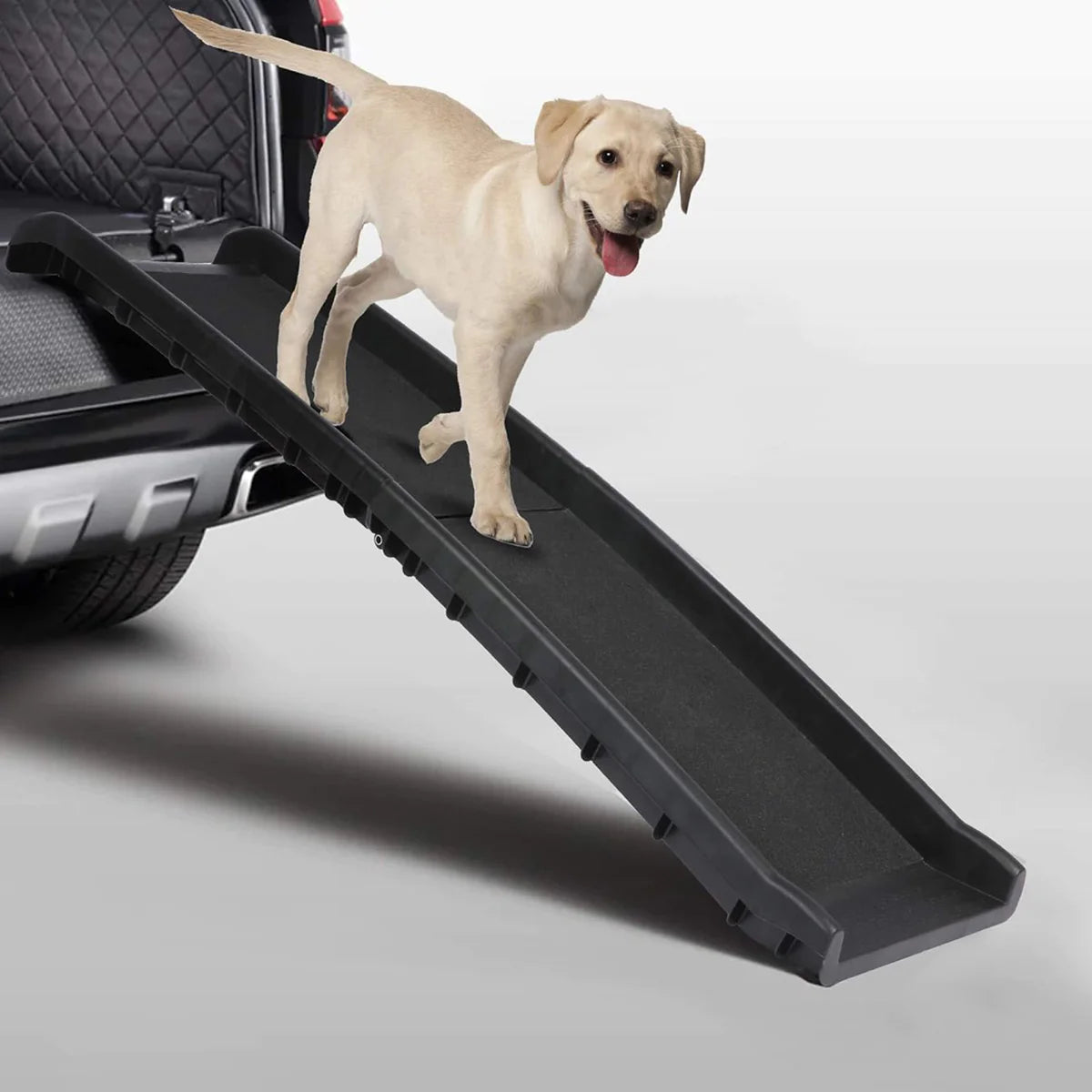 5ft Folding Dog Ramp Portable Anti-Slip Pet Ramp with Wide Steps Raised Side, Black