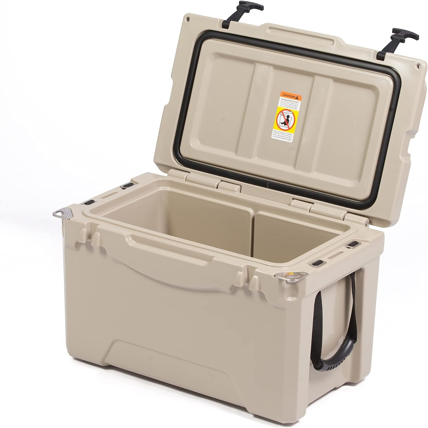 Rotomolded Cooler, 50QT Tan Cooler with Built-in Cup Holder, Bottle Openers, and Fish Ruler