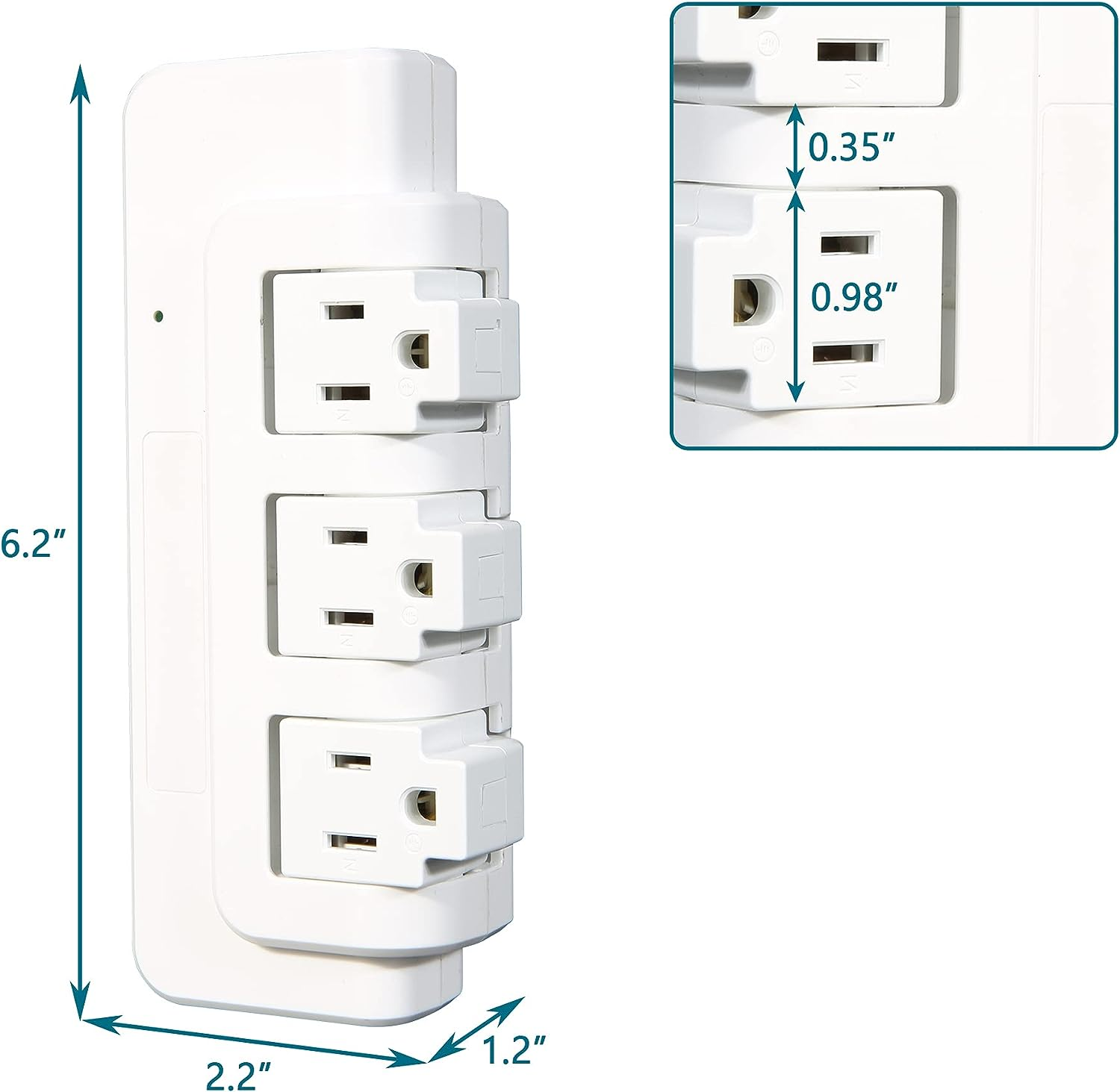 Portable Power Strip Tower 3 Outlets with Extender Multi Sockets Wall Mount for Home Office (2 pcs without shelf)