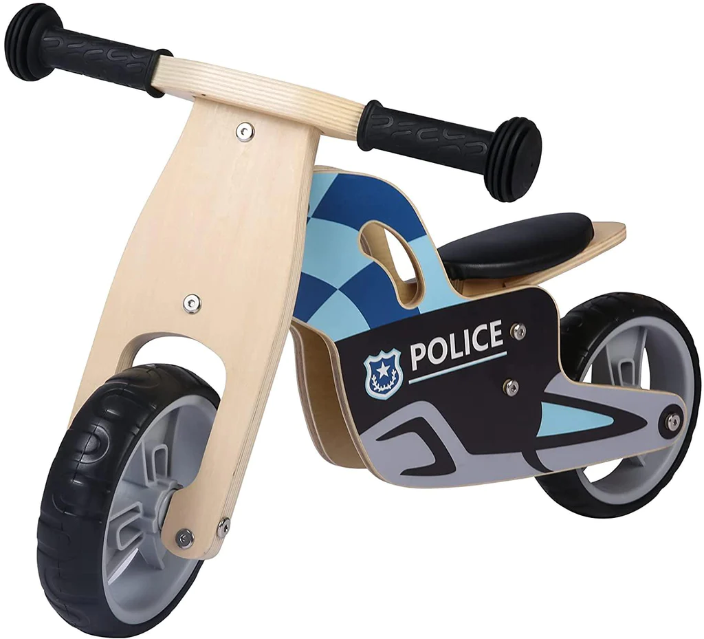 Kid 2 Wheels Wooden Police Running Balance Bicycle without Pedal