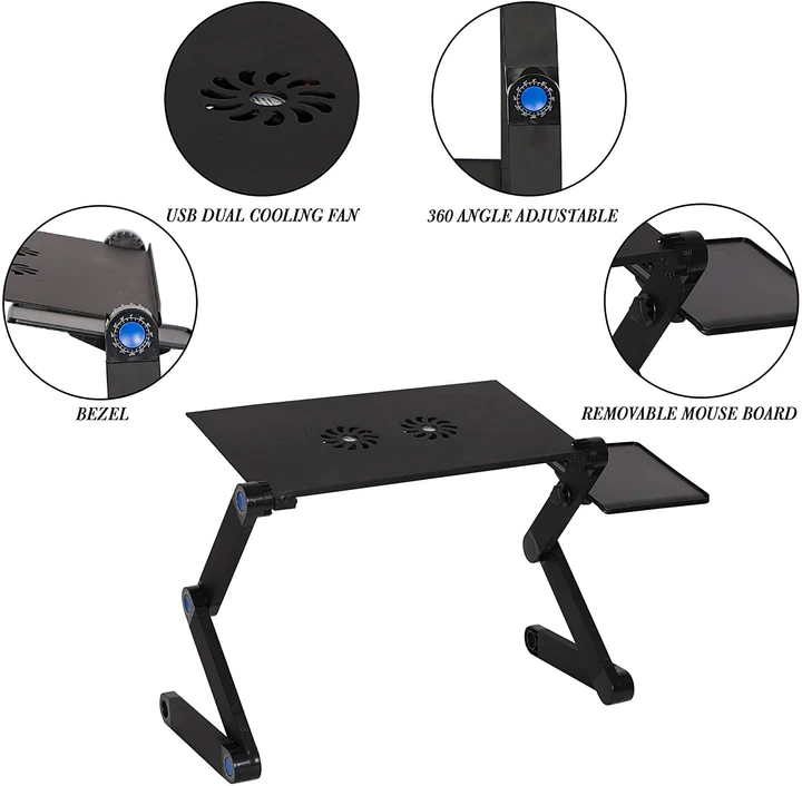 Foldable Aluminum Laptop Desk Adjustable Portable Table Stand