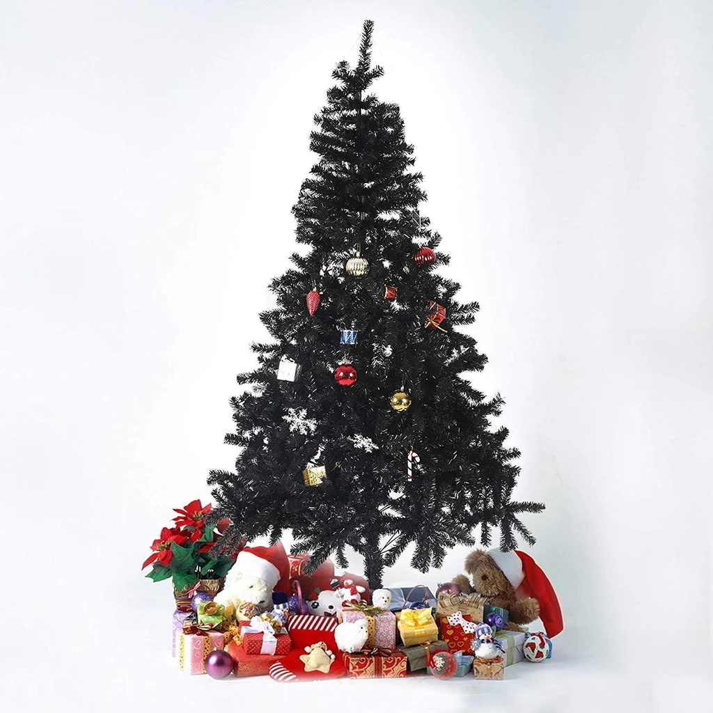 7.8' Premium Artificial Christmas Tree with 1500 Branch Tips, Decorations, Black