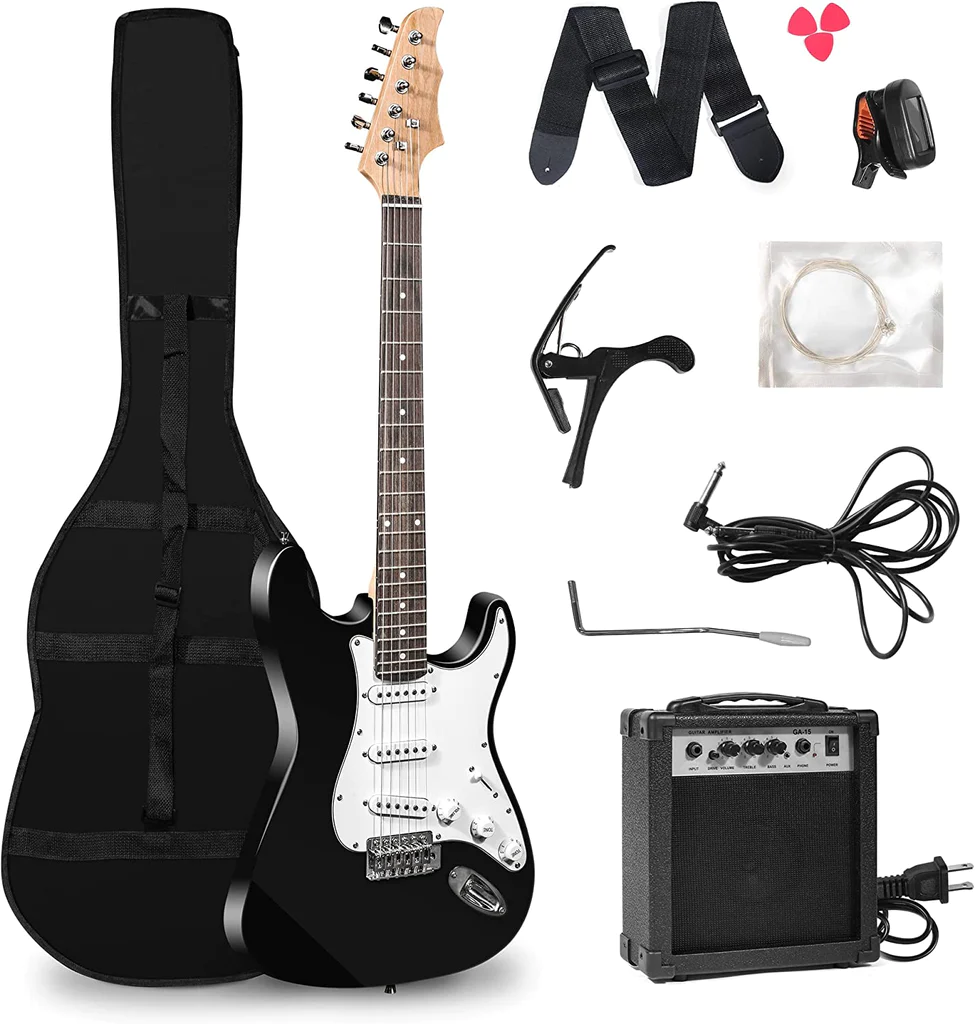 39" Full Size Electric Guitar Beginner Starter kit with 10w Amplifier, Black | karmasfar.us