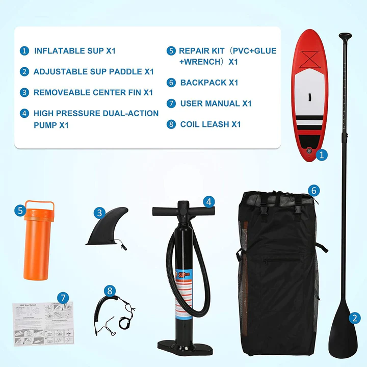 9' Inflatable Stand Up SUP Paddleboards with Accessories & Backpack Leash | karmasfar.us