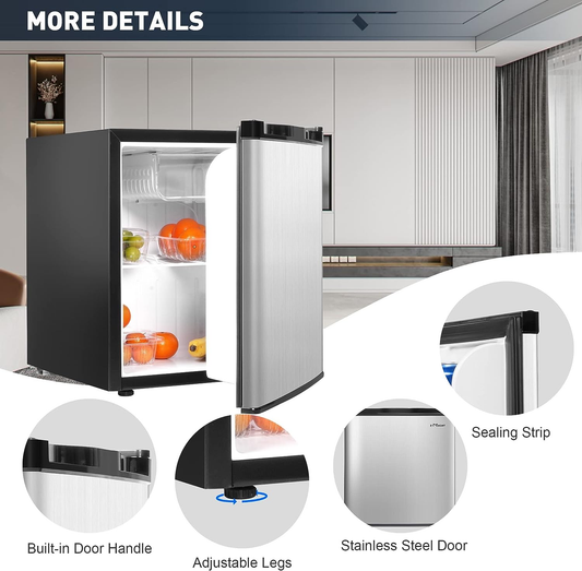 Energy-saving Compact Small Refrigerator, 1.6 Cu. Ft. Adjustable Thermostat Refrigerator with Freezer and Adjustable Legs