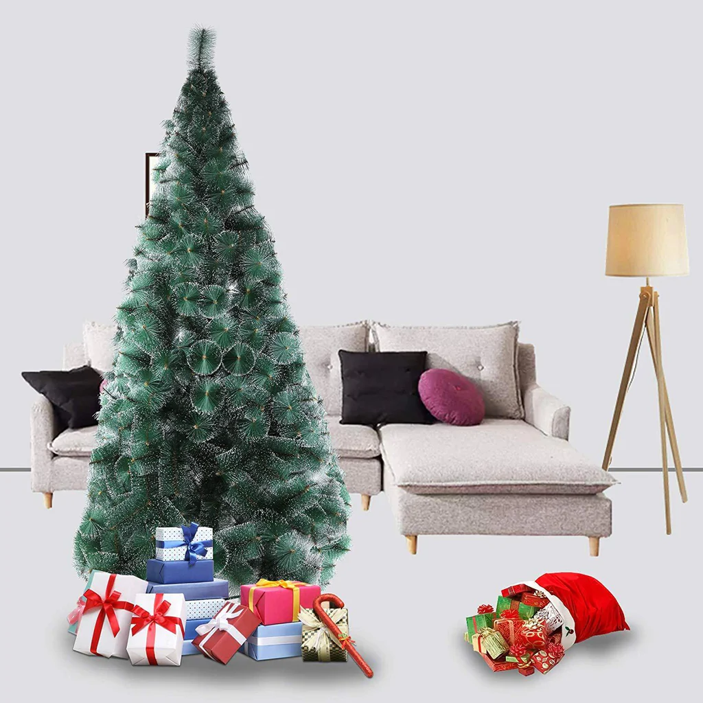 8' Classic Artificial Christmas Tree with 460 Branch Tips, Decorations, Green & White Point