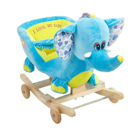 Rocking Horse Elephant Rocker Chair Animal Ride On Toys with Seat Belt