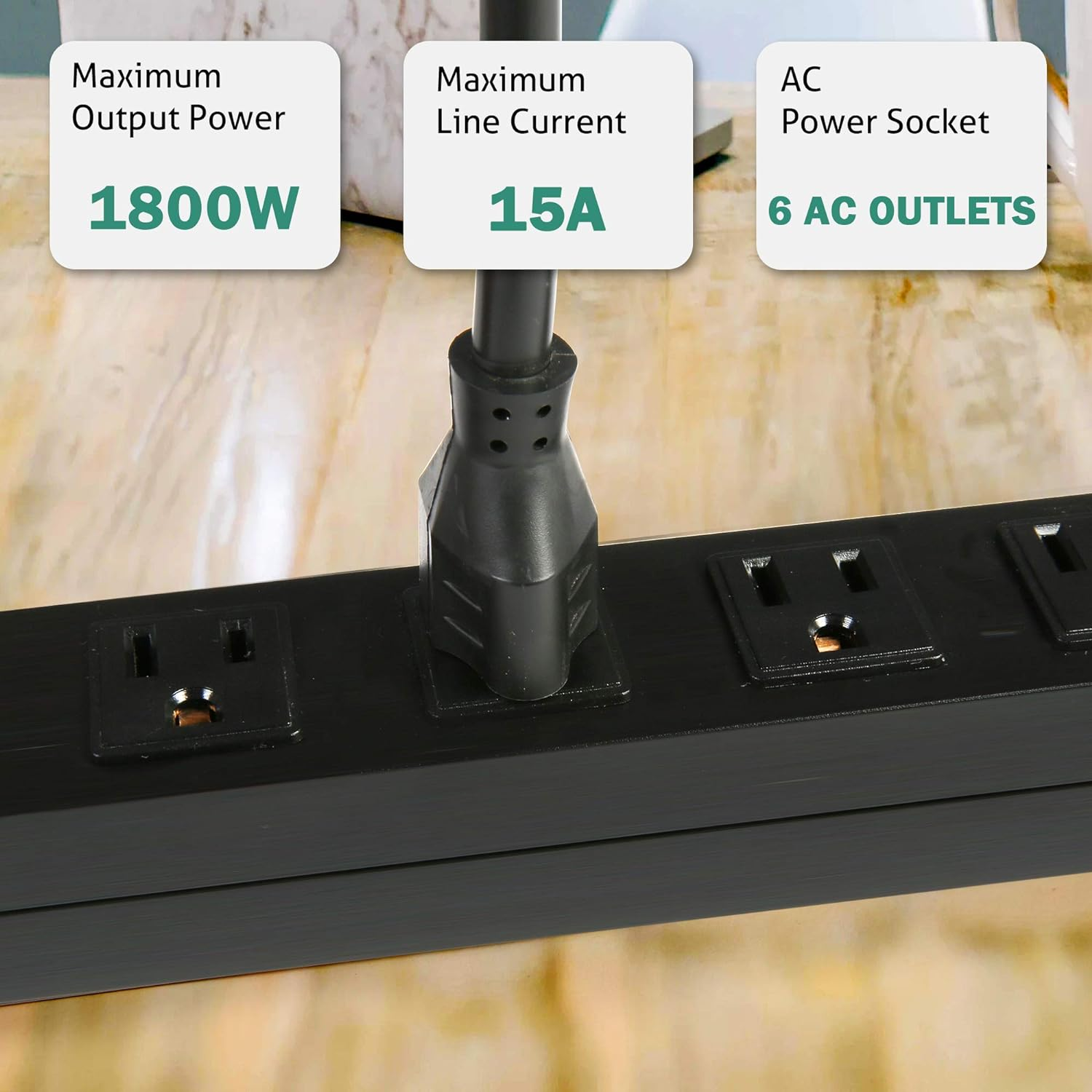 6 Outlet Heavy Duty Power Strip 2 Pack Metal Power Outlet