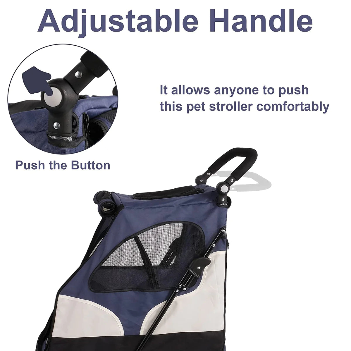 Dog Pet Jogger Stroller Folding Travel Carrier Cart for Small Cat Puppy, 4 Wheels