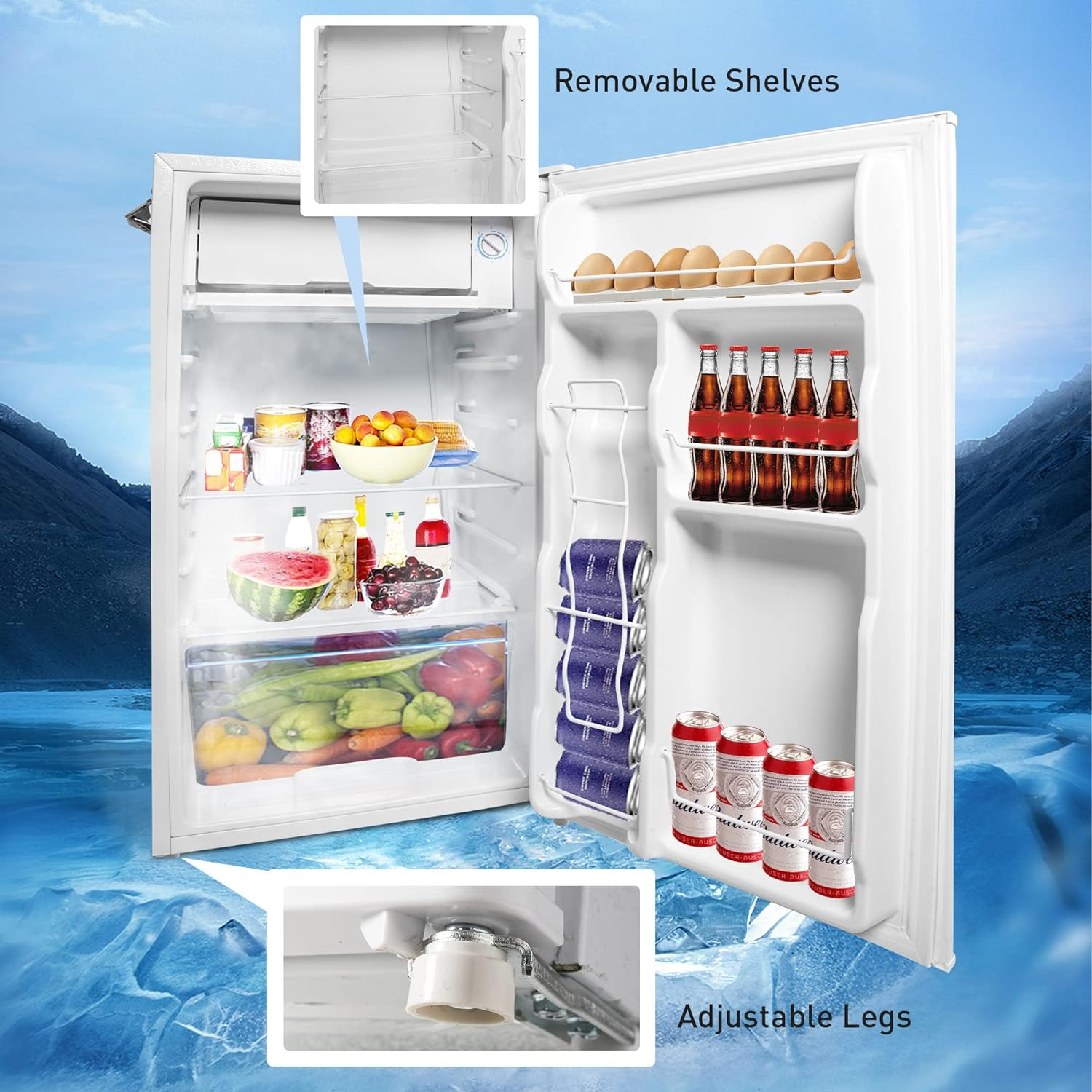 3.2 Cu.Ft Compact Mini Refrigerator with Freezer, 5 Temperature Settings, Single Door | karmasfar.us