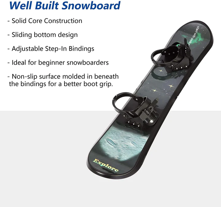 Snowboard for Kids Beginners - Adjustable Step-in Bindings Winter Sport Ski Snow Board