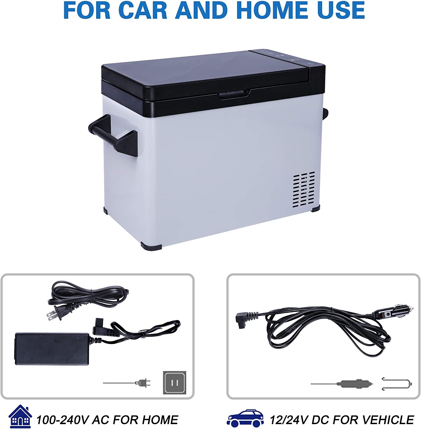 Car Refrigerator 52 Quart 12V/24V DC Portable Refrigerator Freezer Electric Cooler -7.6’H - 68‘H for RV