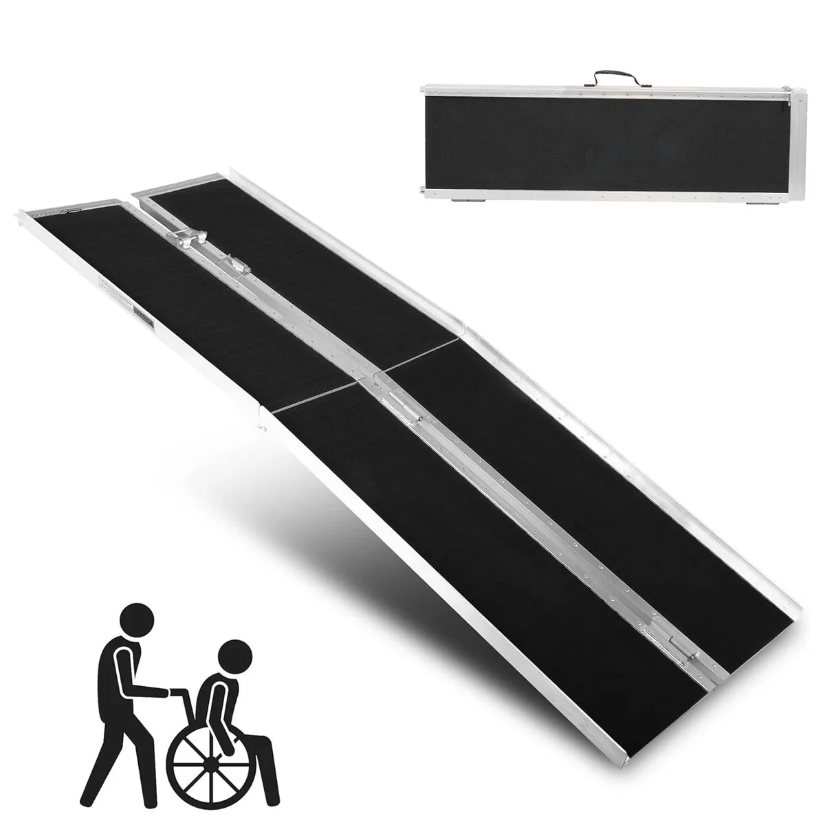 8ft Portable Ramp for Wheelchair Folding Aluminum Alloy Ramp with Handle