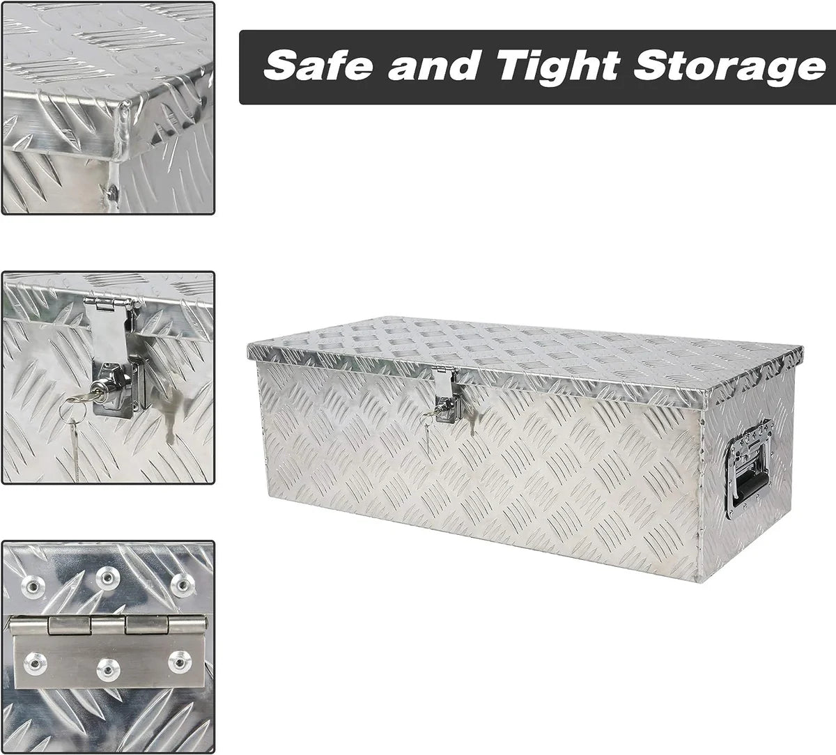 30  Aluminum Truck Tool Box Trailer Cargo Box Storage Organizer with Lock, Silver