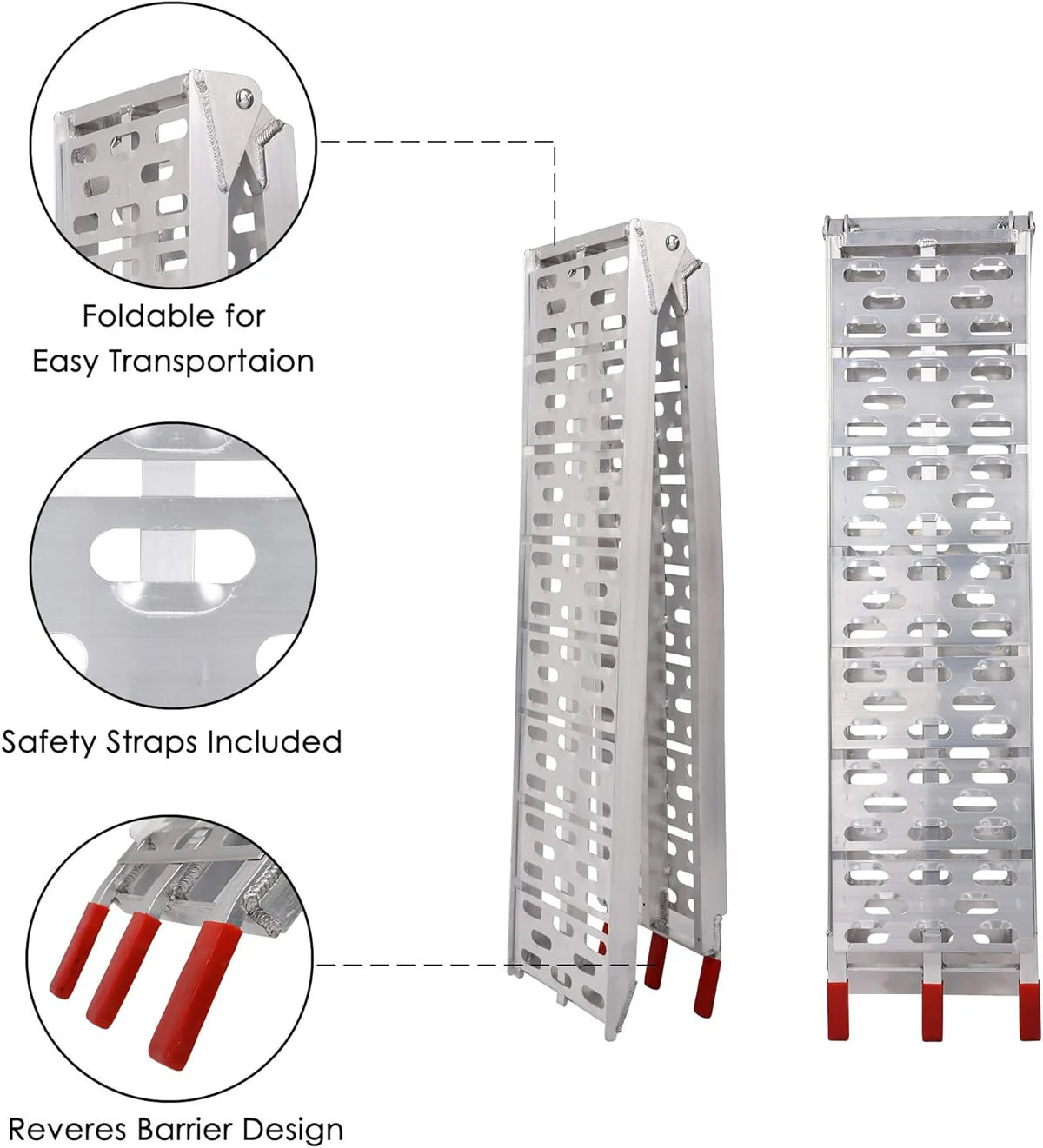 Set of 2 Folding Loading Ramp 7.4ft with 1500lbs Capacity Aluminum Truck Ramp