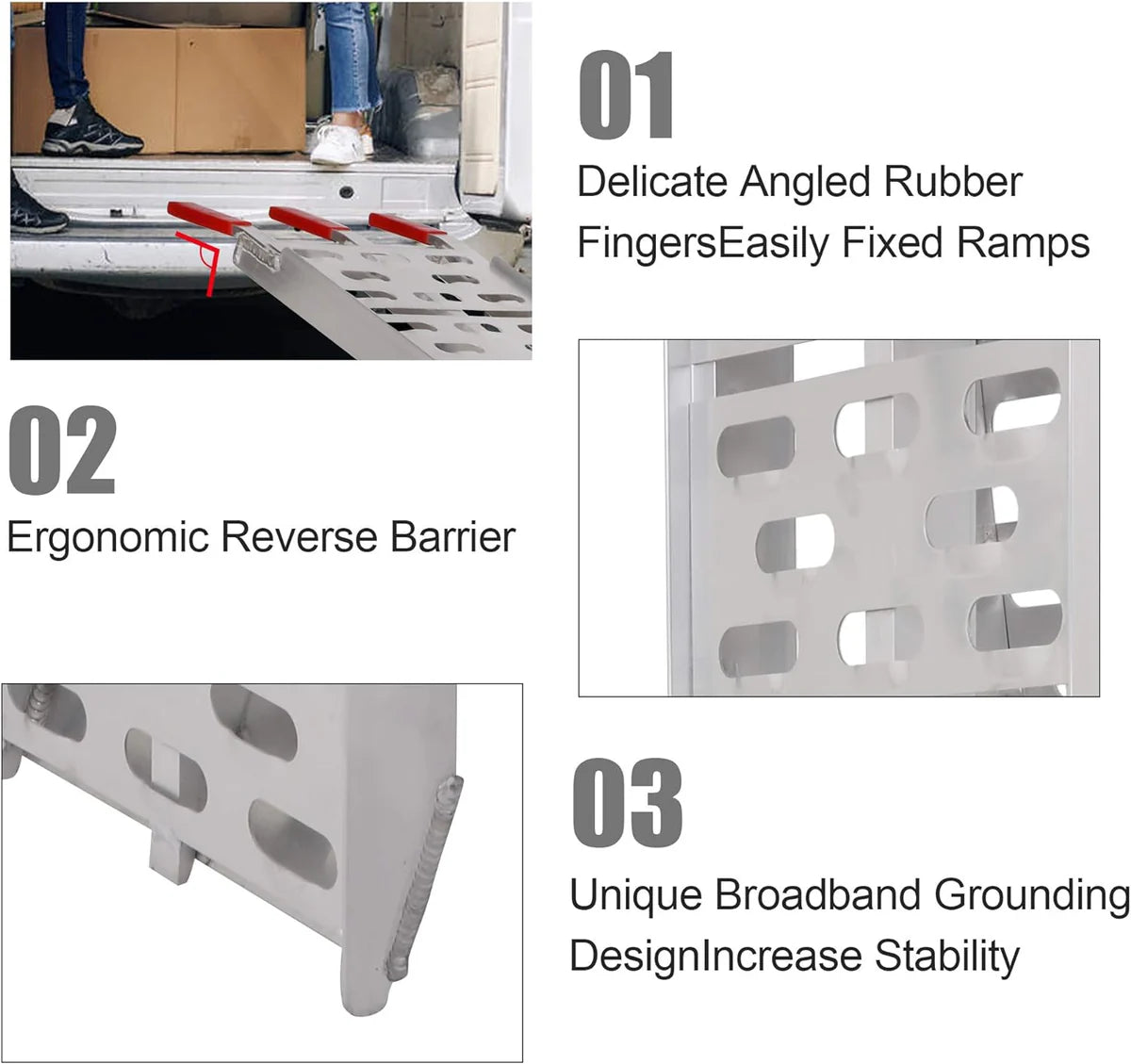 Set of 2 Folding Loading Ramp 7.4ft with 1500lbs Capacity Aluminum Truck Ramp