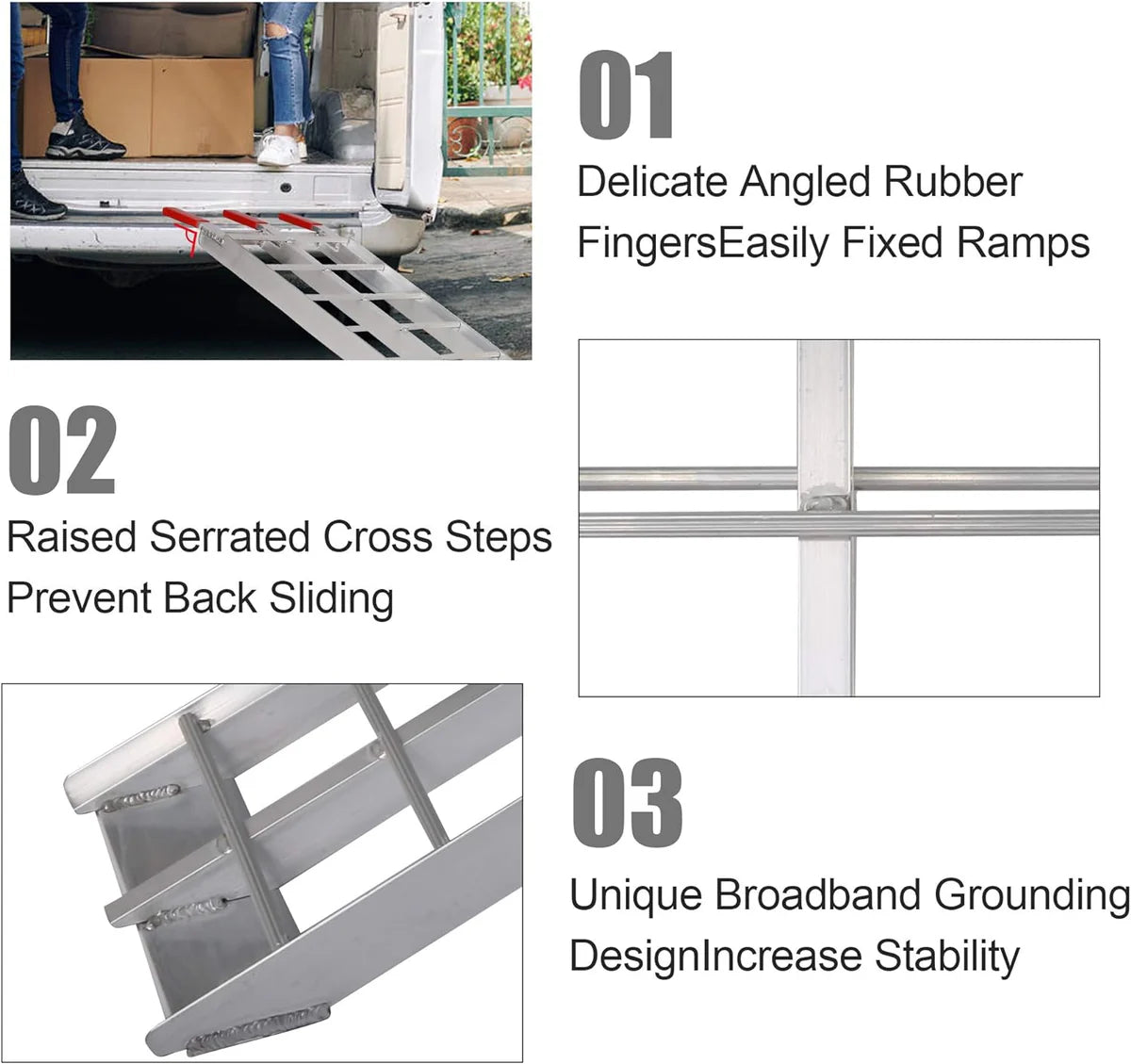 Set of 2 Folding Loading Ramp 7.4ft with 1500lbs Capacity Aluminum Truck Ramp