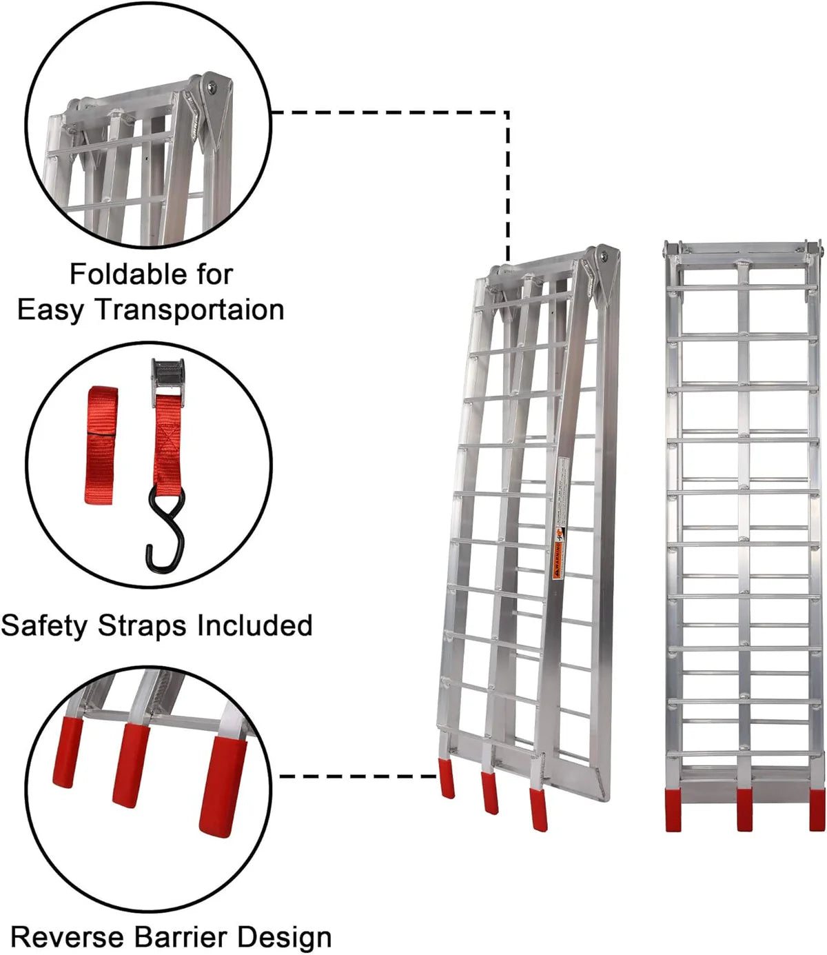 Set of 2 Folding Loading Ramp 7.4ft with 1500lbs Capacity Aluminum Truck Ramp