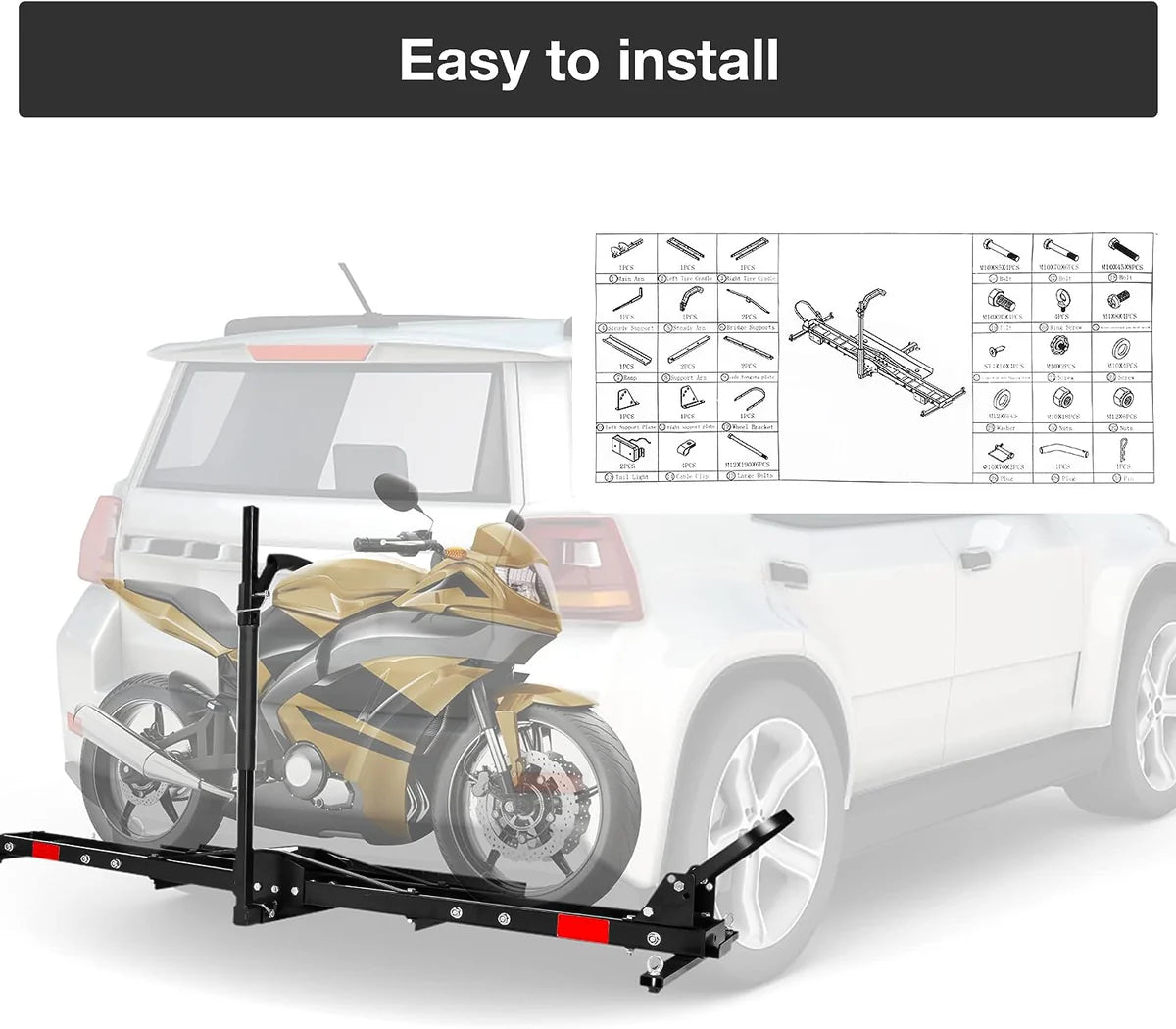 Hitch Mount Dirt Bike Carrier Rack Motorcycle Carrier with Loading Ramp and 2  Hitch Receiver