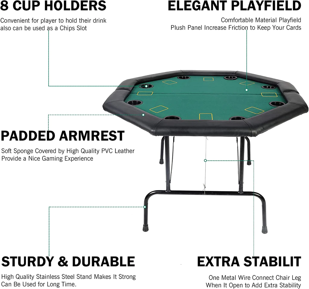 48" Octagon Poker Table Texas Casino Blackjack Table | karmasfar.us
