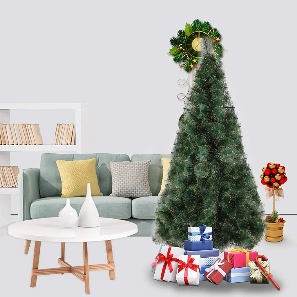 7' Classic Artificial Christmas Tree with 295 Branch Tips, Decorations, Green & Point Golden