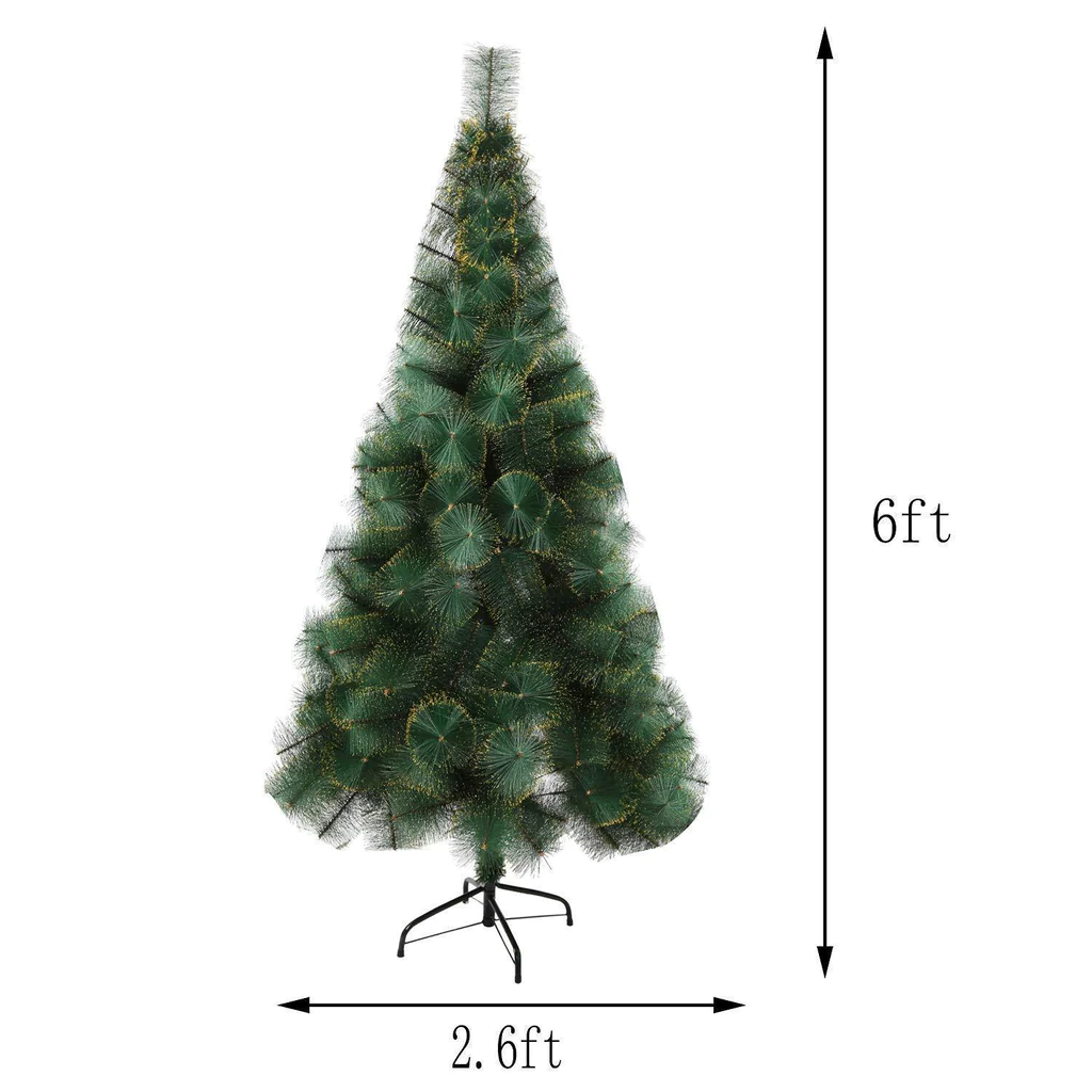 6' Classic Artificial Christmas Tree with 212 Branch Tips, Decorations, Green & Point Golden