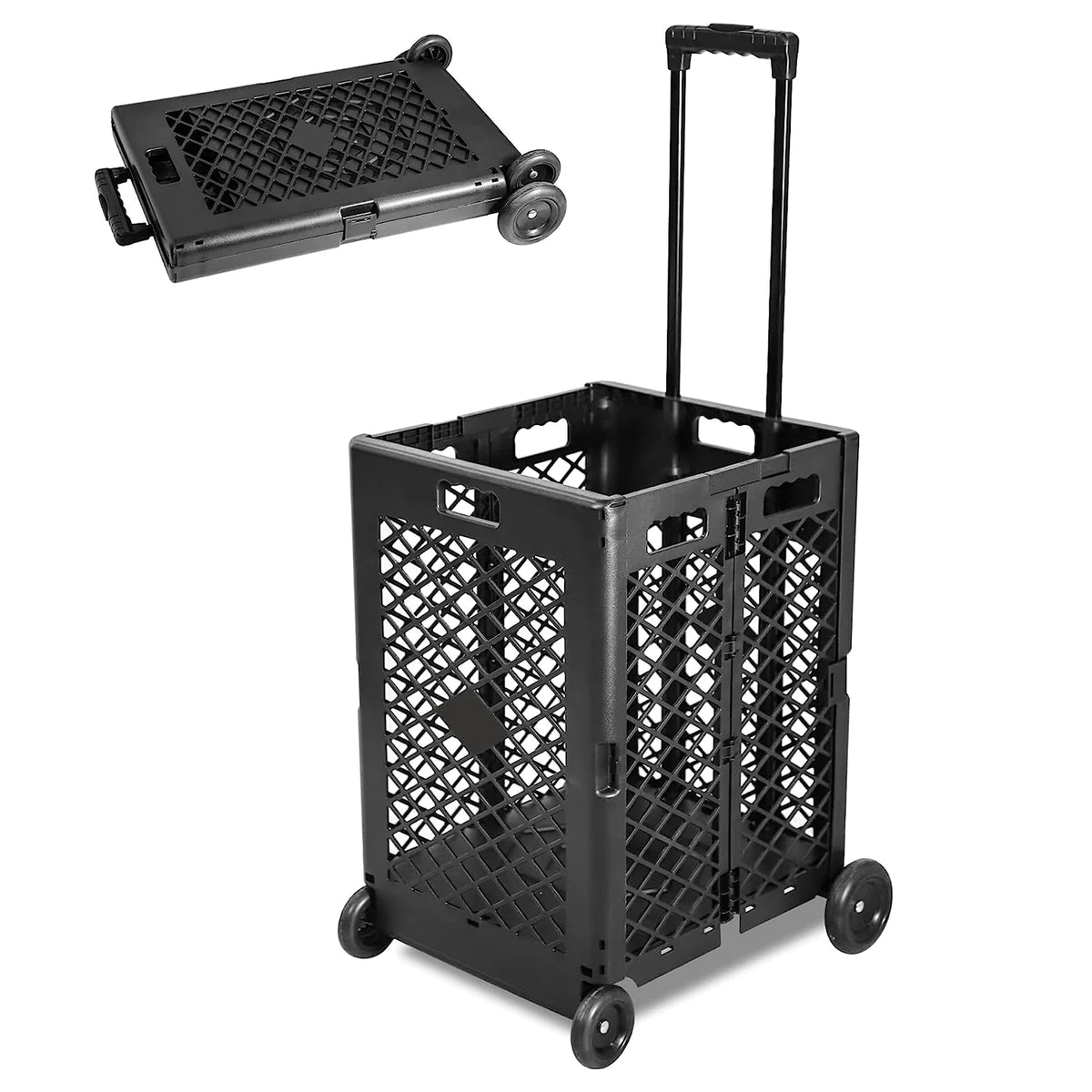 70L Portable Folding Shopping Cart with Wheels