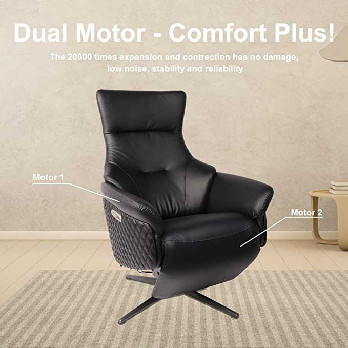 Power Recliner Lounge Chair Single Swivel Leather Electric Recliner Press Control