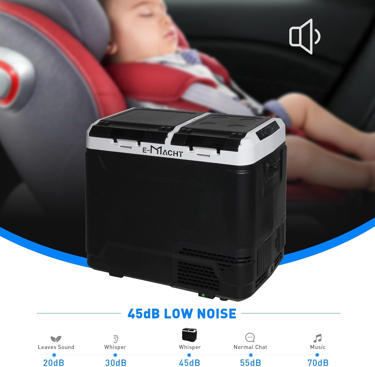 Car Refrigerator Portable Dual-zone Freezer,  60L Capacity with LED Lights