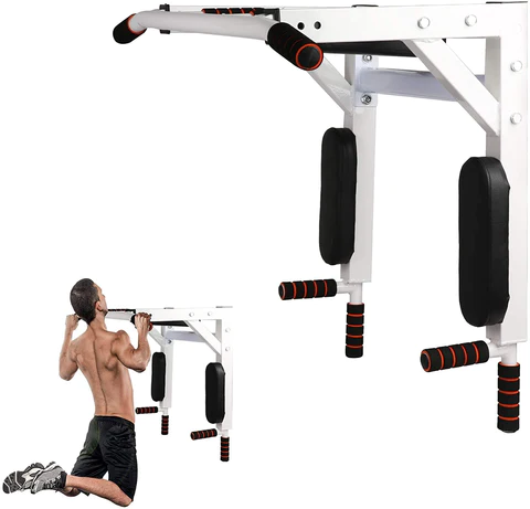 2 in 1 Wall Mounted Pull Up Bar Chin Up bar Dip Station, Support Up to 330Lbs