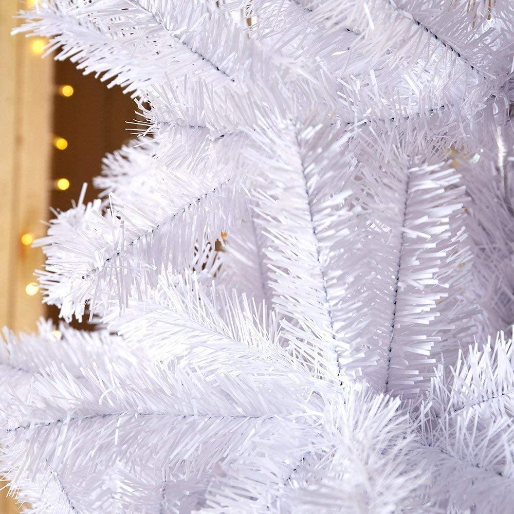 8’ Artificial Christmas Tree with 1500 Branch Tips, Decorations, White