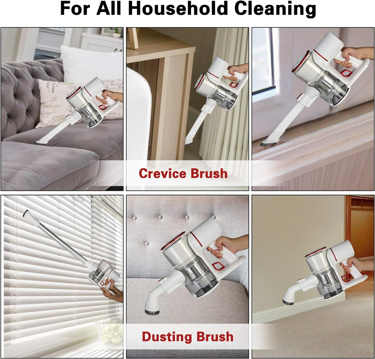 Lightweight Cordless Vacuum Cleaner, 20Kpa 4 in 1 Powerful Suction 35 mins-Running with 250W Brushless Motor & Detachable Battery