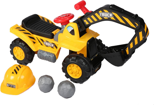 Kids Ride On Excavator Toy with Simulated Sounds Boys Pretend Play Construction Truck Digger Tractor | karmasfar.us