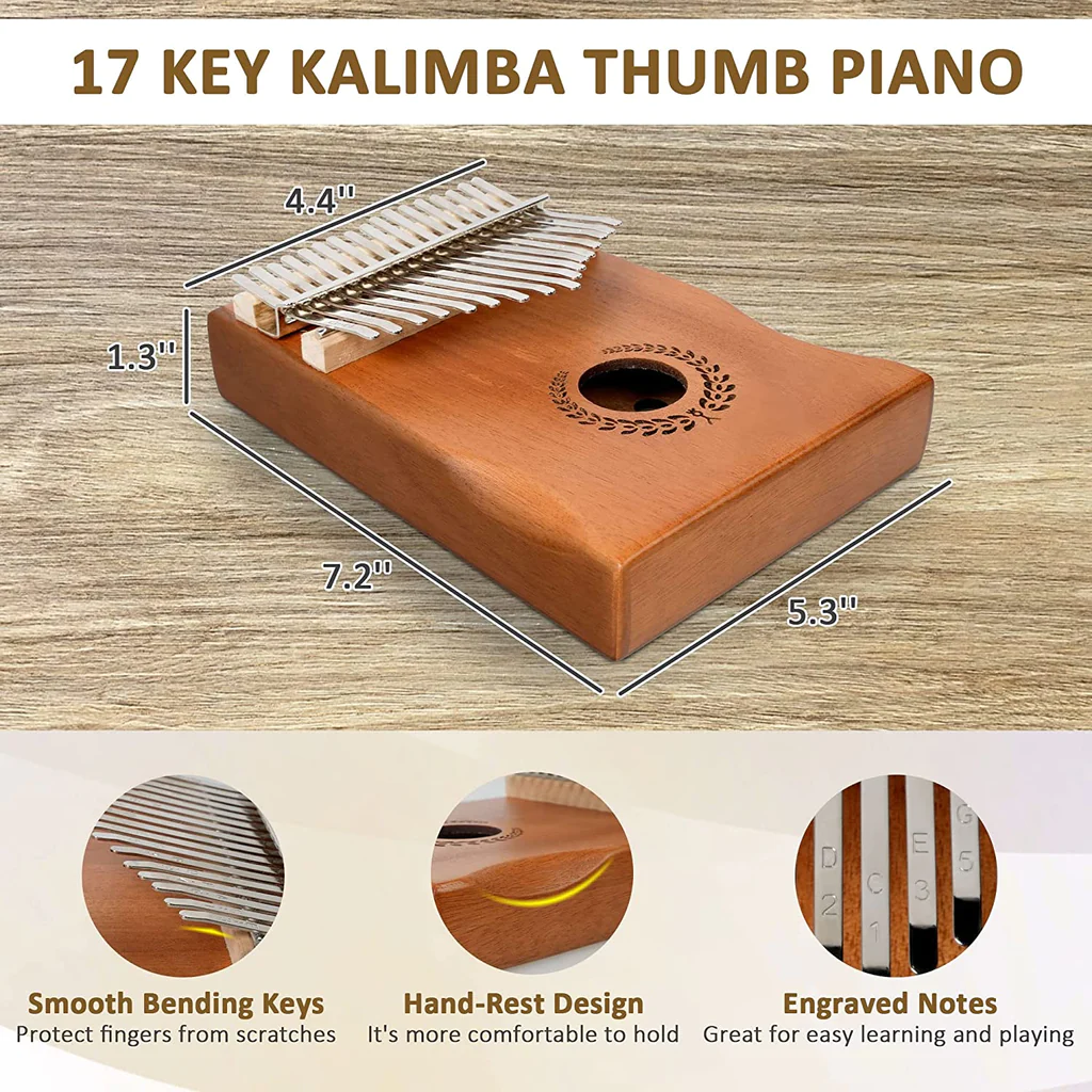 Kalimba Thumb Piano 17 Keys Portable Mahogany Mbira Finger Piano