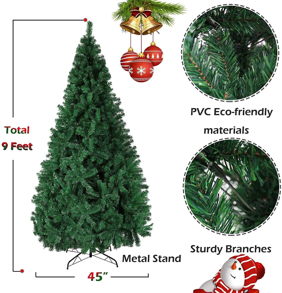 9’ Artificial Christmas Tree with 1850 Branch Tips, Green