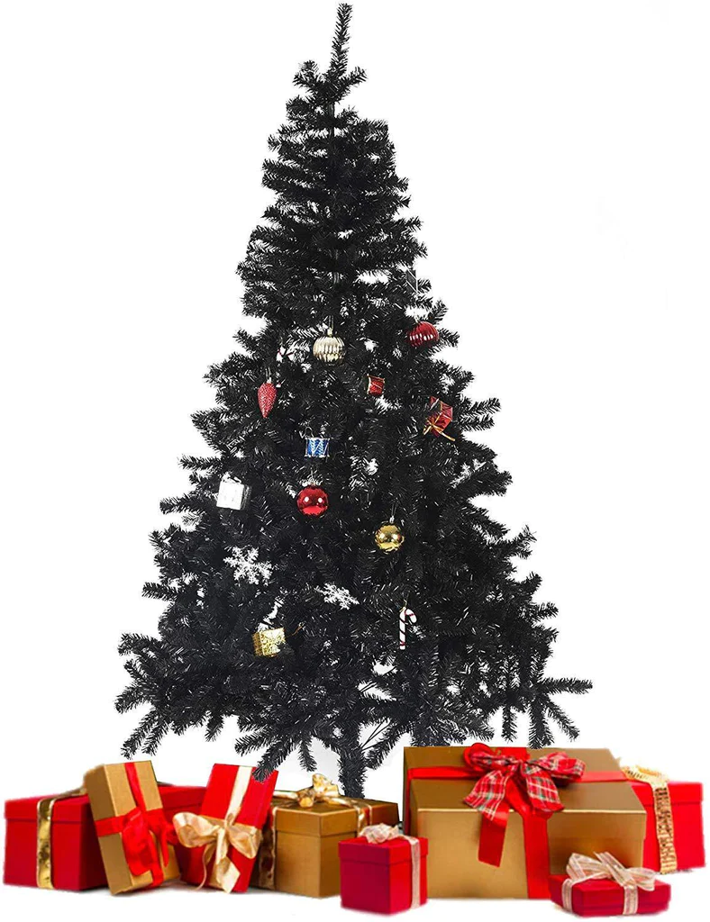 7' Artificial Christmas Tree Halloween Tree with 1000 Branch Tips, Decorations, Black