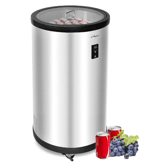 1.8 Cu.Ft Beverage Refrigerator Party Cooler Fridge with 4 Universal Wheels, Removable Baskets & LCD Display