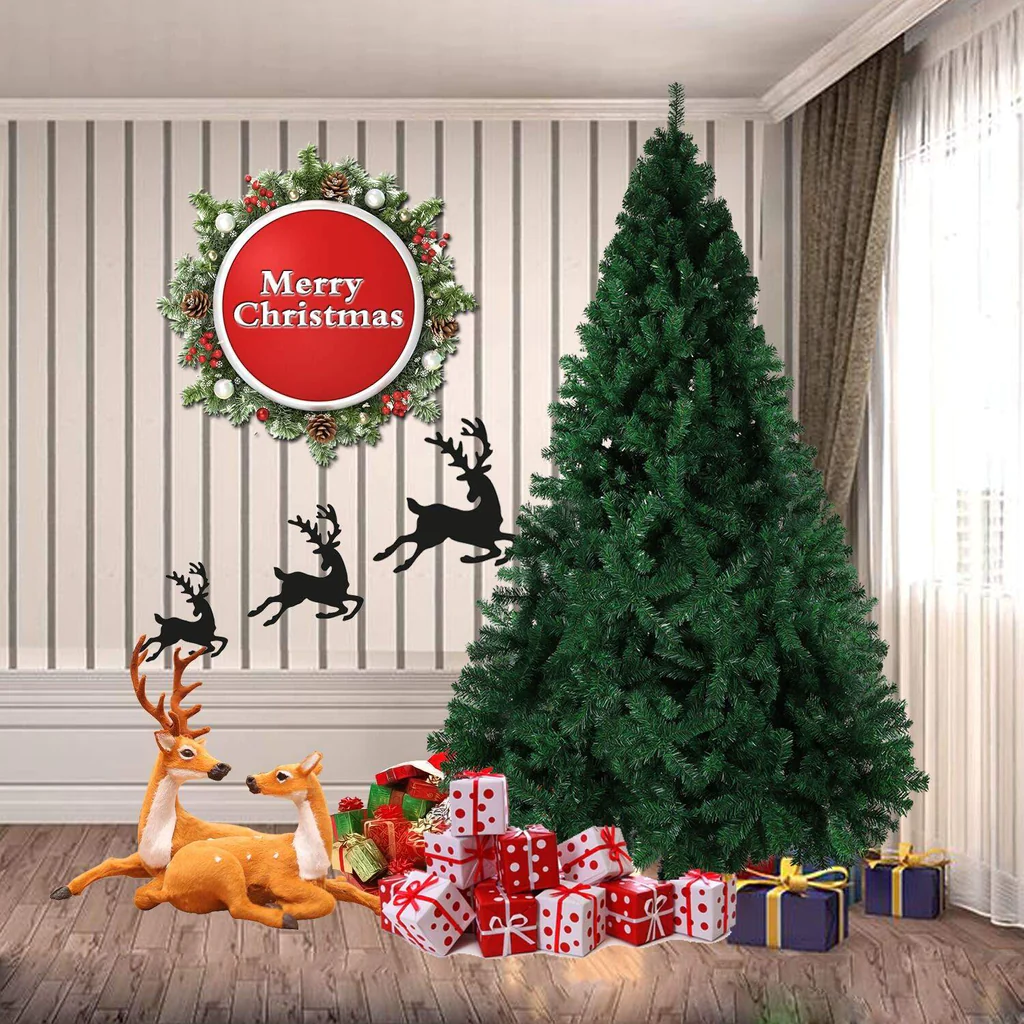 8' Premium Artificial Christmas Tree with 1500 Branch Tips, Decorations, Green