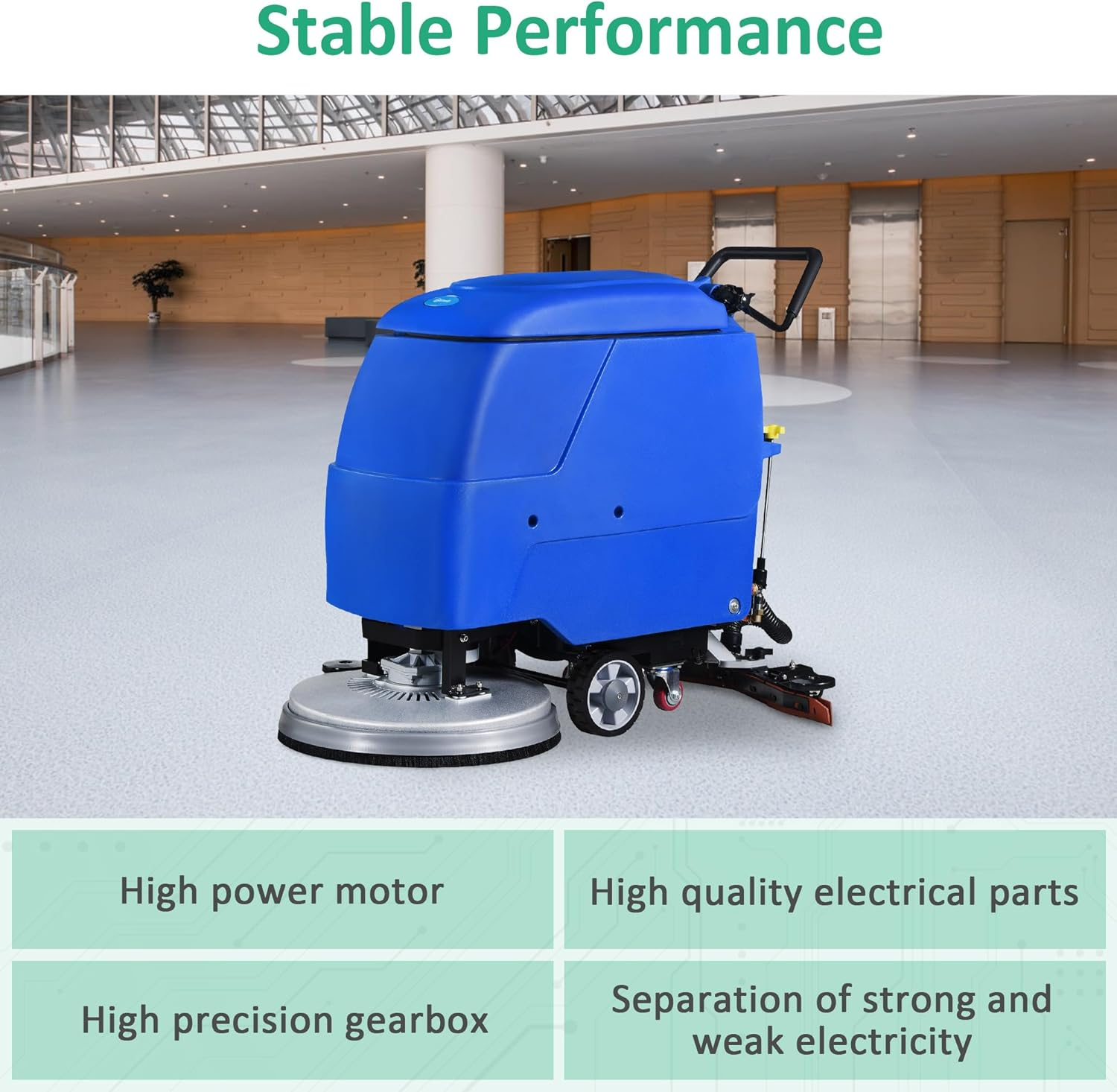 Floor Scrubber with Adjustable Handle with 20.8  Cleaning Path and 2 x 100amh Batteries for Efficient Cleaning