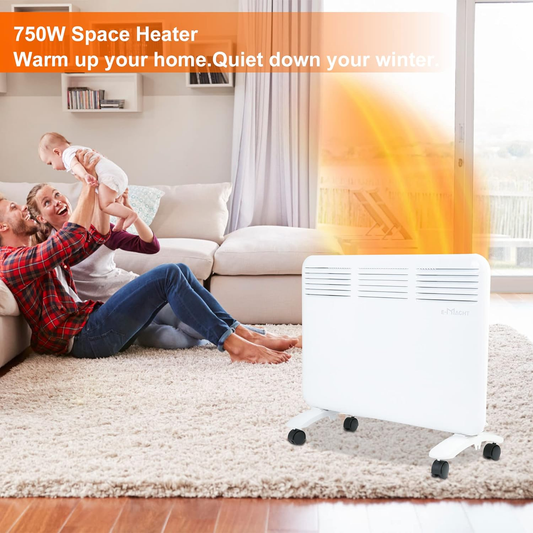 1000W Electric Convector Heater with Wheels Freestanding/Wall Mounted Smart Space Heater Panel | karmasfar.com