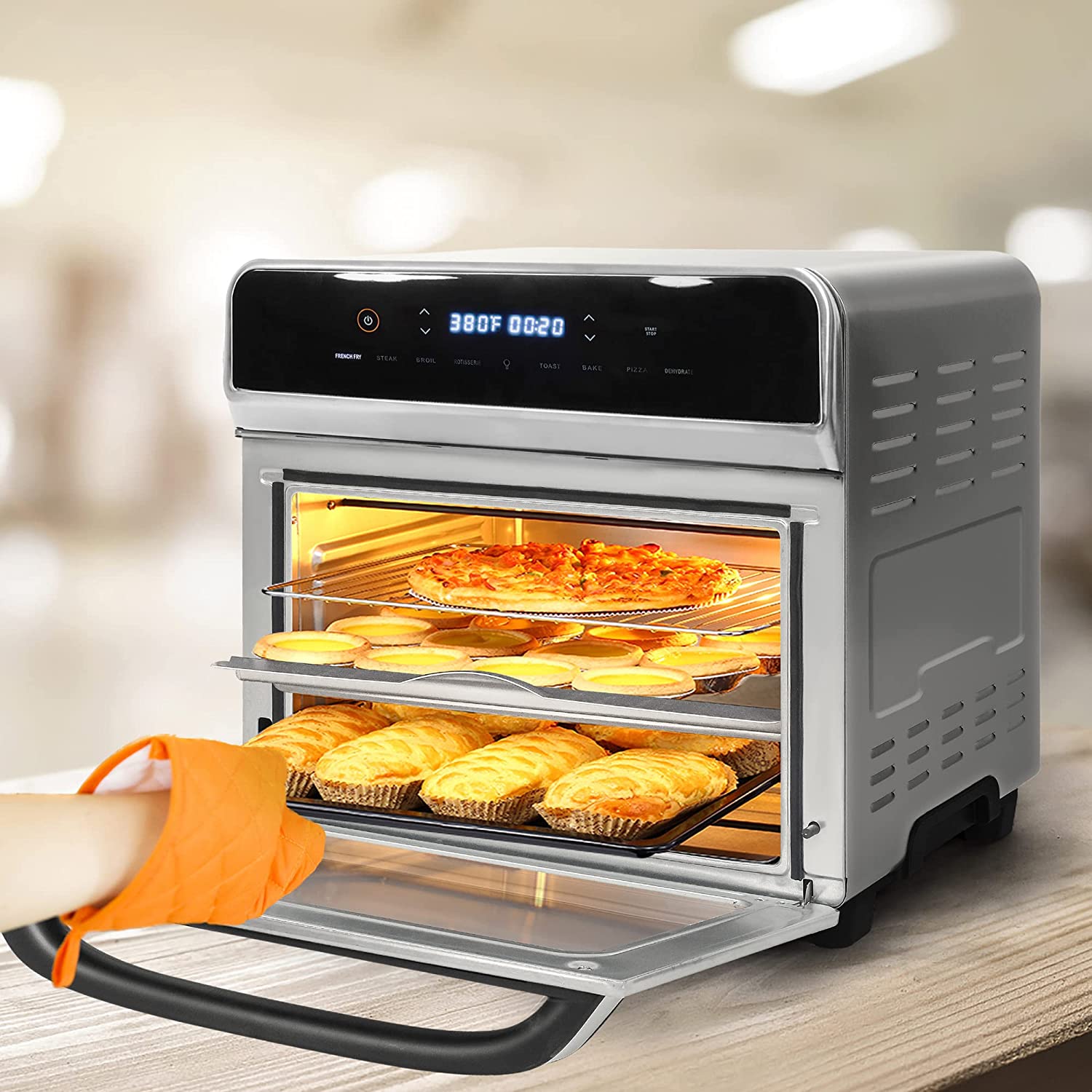 24 Quart Air Fryer Convection Toaster Oven Airfryer 10 Stainless Steel Small Appliance 1700W Large Airfryer