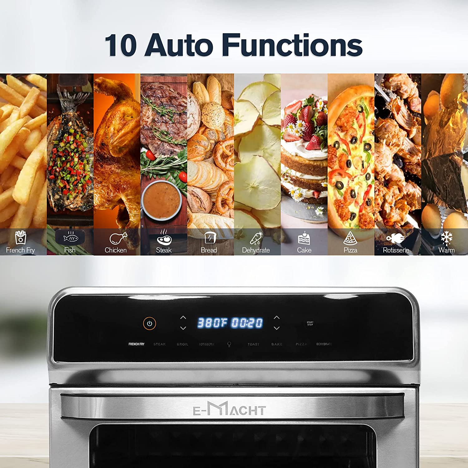24 Quart Air Fryer Convection Toaster Oven Airfryer 10 Stainless Steel Small Appliance 1700W Large Airfryer