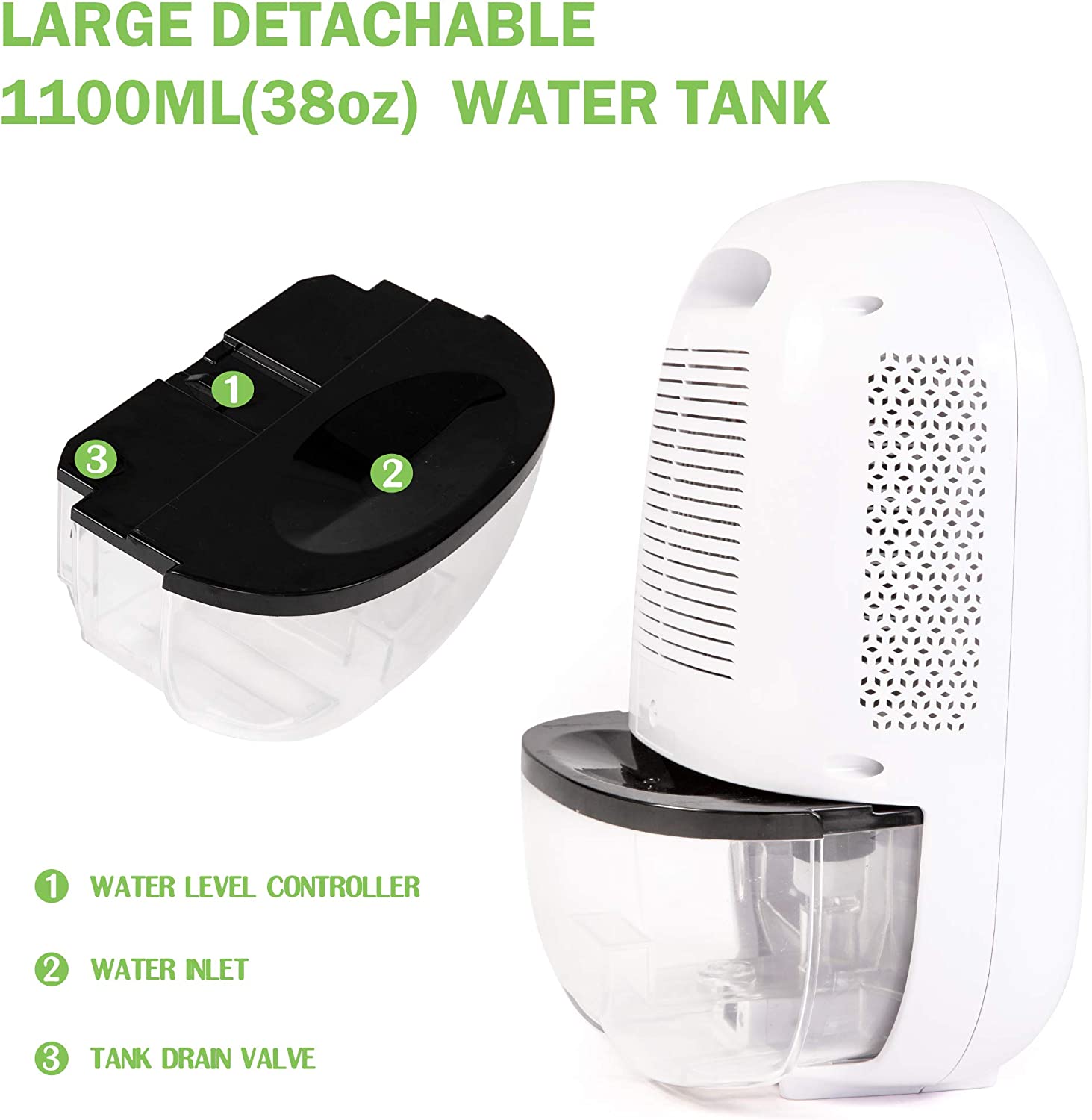 Dehumidifier with LCD Display 38oz(1100ml) and  Auto Shut-off, Up to 430 Sq.ft
